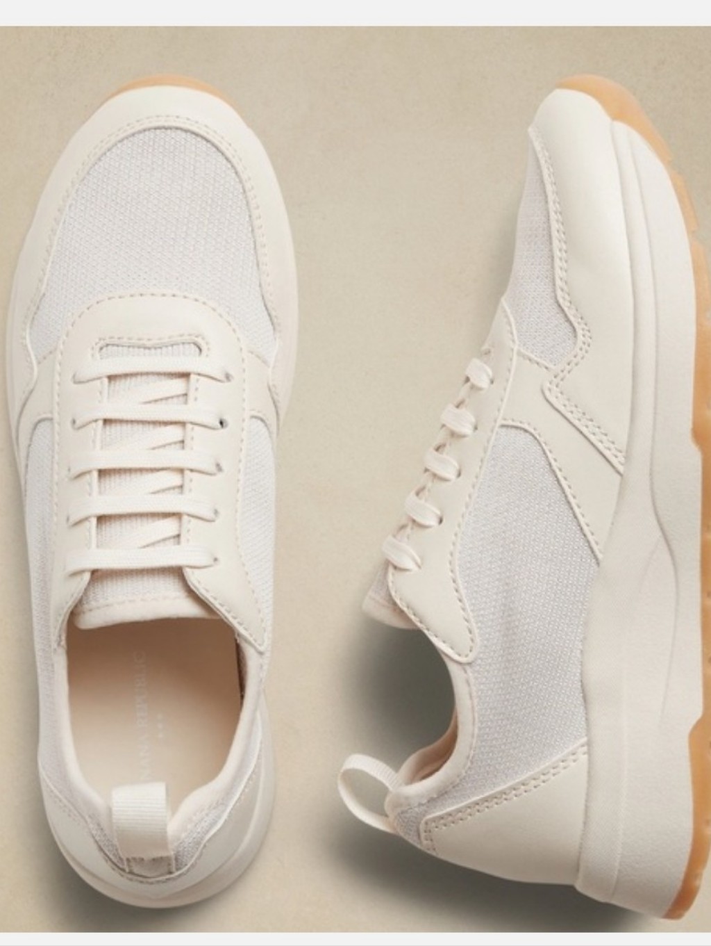 Banana Republic Beige Low-Top Canvas Lace-Up Slip-On Sneakers Natural Size 7.5